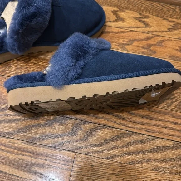 UGG Blue Cozy Suede Slippers with Fur Lining - Picture 4 of 5
